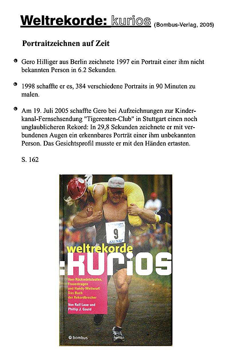Gero Hilliger, Weltrekorde im Schnellzeichnen. 