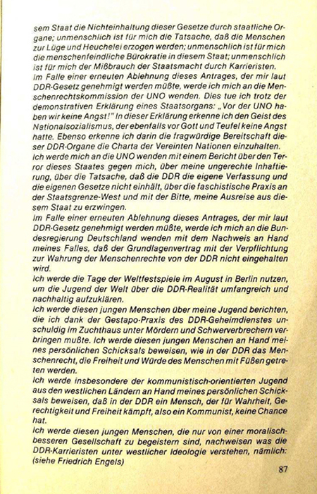 Gero Hilliger fordert Menschenrechte in der DDR.