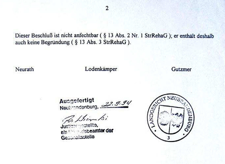 Gero Hilliger, Beschluss der Rehabilitierung wegen Spionage.